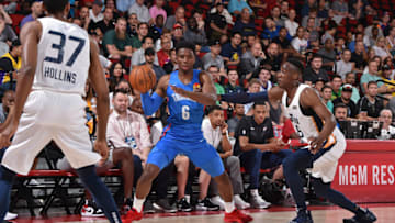 Hamidou Diallo, OKC Thunder handles the ball against the Utah Jazz (Photo by David Dow/NBAE via Getty Images)