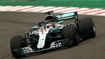 MEXICO CITY, MEXICO - OCTOBER 27: Lewis Hamilton of Great Britain driving the (44) Mercedes AMG Petronas F1 Team Mercedes WO9 on track during qualifying for the Formula One Grand Prix of Mexico at Autodromo Hermanos Rodriguez on October 27, 2018 in Mexico City, Mexico. (Photo by Dan Istitene/Getty Images)