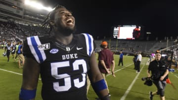 Duke football defensive tackle Tahj Rice (Photo by Michael Shroyer/Getty Images)