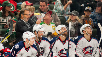 ST. PAUL, MN - DECEMBER 31: Columbus Blue Jackets head coach John Tortorella on the bench during the regular season match up between the Columbus Blue Jackets and the Minnesota Wild on December 31, 2016 at Xcel Energy Center in St. Paul, Minnesota. The Blue Jackets won 4-2. (Photo by David Berding/Icon Sportswire via Getty Images)