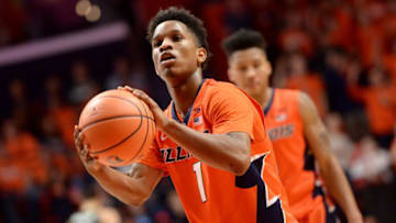 CHAMPAIGN, IL - JANUARY 22: Illinois Fighting Illini Guard Trent Frazier (1) shoots a free throw during the Big Ten Conference college basketball game between the Michigan State Spartans and the Illinois Fighting Illini on January 22, 2018, at the State Farm Center in Champaign, Illinois. (Photo by Michael Allio/Icon Sportswire via Getty Images)