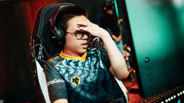 BUSAN, SOUTH KOREA - MAY 11: Kyle "Danny" Sakamaki of Evil Geniuses reacts at the League of Legends - Mid-Season Invitational Groups Stage on May 11, 2022 in Busan, South Korea. (Photo by Colin Young-Wolff/Riot Games)