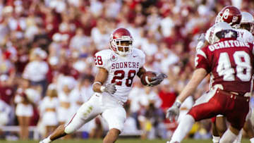 Jan 1, 2003; Pasadena, CA, USA: FILE PHOTO; Oklahoma Sooners defensive back Antonio Perkins (28) in action against the Washington State Cougars during the 2003 Rose Bowl at the Rose Bowl. The Sooners defeated the Cougars 34-14. Mandatory Credit: Richard Mackson-USA TODAY Network