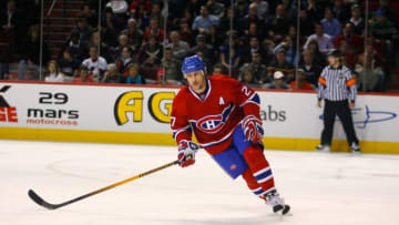 MONTREAL - MARCH 22: Alex Kovalev #27 of the Montreal Canadiens skates against the Boston Bruins at Bell Centre on March 22, 2008 in Montreal, Quebec, Canada. The Canadiens won 3-2 in a shootout. (Photo by Phillip MacCallum/Getty Images)