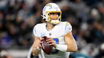 QB Justin Herbert, Los Angeles Chargers. (Photo by Courtney Culbreath/Getty Images)
