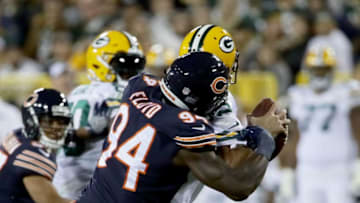 GREEN BAY, WI - SEPTEMBER 28: Leonard Floyd #94 of the Chicago Bears sacks Aaron Rodgers #12 of the Green Bay Packers in the second quarter at Lambeau Field on September 28, 2017 in Green Bay, Wisconsin. (Photo by Jonathan Daniel/Getty Images)