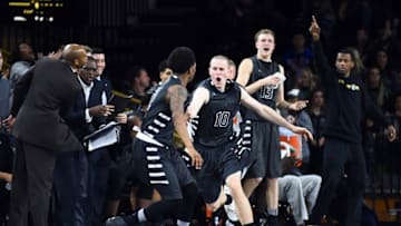 Nov 18, 2015; Rochester, MI, USA; Oakland Golden Grizzlies guard Max Hooper (10) celebrates during the second half against the Eastern Michigan Eagles at Athletics Center Orena. Mandatory Credit: Tim Fuller-USA TODAY Sports