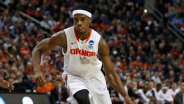 Mar 22, 2014; Buffalo, NY, USA; Syracuse Orange forward C.J. Fair (5) during the game against the Dayton Flyers in the third round of the 2014 NCAA Basketball Tournament at First Niagara Center. Mandatory Credit: Kevin Hoffman-USA TODAY Sports