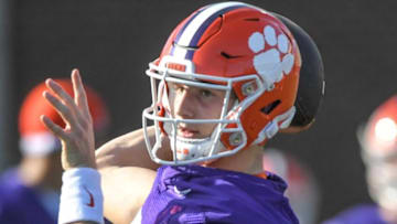 Clemson quarterback Cade Klubnik (2) throws during Spring practice in Clemson, S.C. Friday, March 4, 2022.Clemson Spring Football Practice March 4