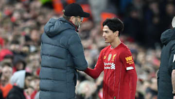 Liverpool, Takumi Minamino. (Photo by PAUL ELLIS/AFP via Getty Images)