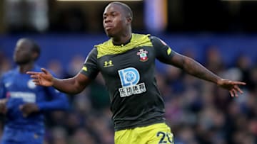 LONDON, ENGLAND - DECEMBER 26: Michael Obafemi of Southampton celebrates his goal during the Premier League match between Chelsea FC and Southampton FC at Stamford Bridge on December 26, 2019 in London, United Kingdom. (Photo by Marc Atkins/Getty Images)