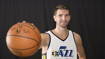 Sep 26, 2016; Salt Lake City, UT, USA; Utah Jazz center Jeff Withey (24) during Media Day at Zion Bank Basketball Center. Mandatory Credit: Russ Isabella-USA TODAY Sports
