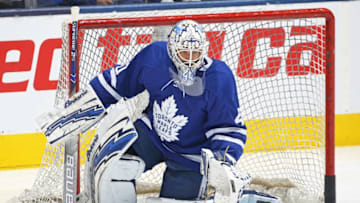 TORONTO, ON - DECEMBER 23: Garret Sparks #40 of the Toronto Maple Leafs warms up prior to action against the Detroit Red Wings in an NHL game at Scotiabank Arena on December 23, 2018 in Toronto, Ontario, Canada. The Maple Leafs defeated the Red Wings 5-4 in overtime. (Photo by Claus Andersen/Getty Images)