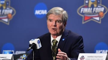 Mar 31, 2016; Houston, TX, USA; NCAA president Mark Emmert speaks to the media during a press conference at NRG Stadium. Mandatory Credit: Bob Donnan-USA TODAY Sports