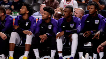 PHOENIX, AZ - OCTOBER 1: The Sacramento Kings are seen against the Phoenix Suns during a pre-season game on October 1, 2018 at Talking Stick Resort Arena in Phoenix, Arizona. NOTE TO USER: User expressly acknowledges and agrees that, by downloading and or using this photograph, user is consenting to the terms and conditions of the Getty Images License Agreement. Mandatory Copyright Notice: Copyright 2018 NBAE (Photo by Michael Gonzales/NBAE via Getty Images)