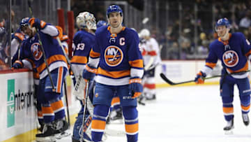 NEW YORK, NY - MARCH 26: John Tavares #91 of the New York Islanders reacts in the third period against the Florida Panthers during their game at Barclays Center on March 26, 2018 in the Brooklyn borough of New York City. (Photo by Abbie Parr/Getty Images)