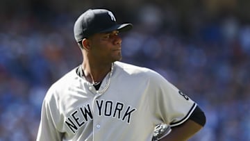 Sep 25, 2016; Toronto, Ontario, CAN; New York Yankees starting pitcher Michael Pineda (35) leaves the mound in the sixth inning against Toronto Blue Jays at Rogers Centre. Mandatory Credit: Kevin Sousa-USA TODAY Sports