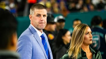 New Gator Head Coach Billy Napier was on the sideline for interviews during the first half. The Gators lead 10-9 over the Central Florida Knights at the half in the Gasparilla Bowl Thursday, December 23, 2021, at Raymond James Stadium in Tampa, FL. [Doug Engle/Ocala Star-Banner]2021Oca 122324 Ufvsucfgasbowl