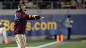 Nov 28, 2015; Berkeley, CA, USA; Arizona State Sun Devils head coach Todd Graham signals from the sideline against the California Golden Bears during the second quarter at Memorial Stadium. Mandatory Credit: Kelley L Cox-USA TODAY Sports
