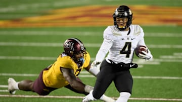 Rondale Moore #4 of the Purdue Boilermakers (Photo by Hannah Foslien/Getty Images)
