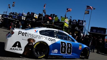 FONTANA, CA - MARCH 16: Alex Bowman, driver of the #88 Nationwide Pet Insurance Chevrolet, during practice for the Monster Energy NASCAR Cup Series Auto Club 400 at Auto Club Speedway on March 16, 2019 in Fontana, California. (Photo by Robert Laberge/Getty Images)