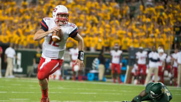 WACO, TX - SEPTEMBER 2: Stephen Calvert #12 of the Liberty Flames rushes for an 8 yard touchdown against the Baylor Bears during the second half at McLane Stadium on September 2, 2017 in Waco, Texas. (Photo by Cooper Neill/Getty Images)