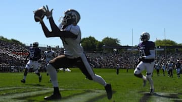 Sep 3, 2016; Evanston, IL, USA; Western Michigan Broncos wide receiver Corey Davis (84) attempts to make a catch against the Northwestern Wildcats during the first quarter at Ryan Field. Mandatory Credit: Mike DiNovo-USA TODAY Sports