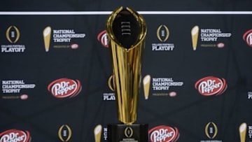Jan 9, 2016; Phoenix, AZ, USA; General view of the college football playoff trophy during media day at Phoenix Convention Center. Mandatory Credit: Joe Camporeale-USA TODAY Sports