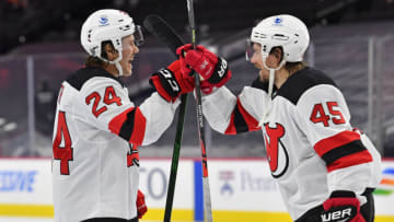 New Jersey Devils defenseman Ty Smith (24): (Eric Hartline-USA TODAY Sports)