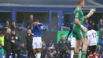 LIVERPOOL, ENGLAND - SEPTEMBER 30: Dwight McNeil of Everton reacts during the Premier League match between Everton FC and Luton Town at Goodison Park on September 30, 2023 in Liverpool, England. (Photo by George Wood/Getty Images)
