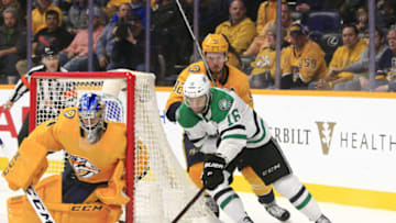 NASHVILLE, TN - FEBRUARY 07: Dallas Stars center Jason Dickinson (16) is shown during the NHL game between the Nashville Predators and Dallas Stars, held on February 7, 2019, at Bridgestone Arena in Nashville, Tennessee. (Photo by Danny Murphy/Icon Sportswire via Getty Images)