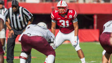 LINCOLN, NE - OCTOBER 27: Nebraska Cornhuskers linebacker Collin Miller (31) gets ready for the play during the game between the Bethune-Cookman Wildcats and the Nebraska Cornhuskers on Saturday October 27, 2018 at Memorial Stadium in Lincoln, Nebraska. (Photo by Nick Tre. Smith/Icon Sportswire via Getty Images)
