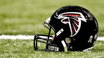 November 11, 2012; New Orleans, LA, USA; An Atlanta Falcons helmet prior to kickoff of a game against the New Orleans Saints at the Mercedes-Benz Superdome. Mandatory Credit: Derick E. Hingle-USA TODAY Sports