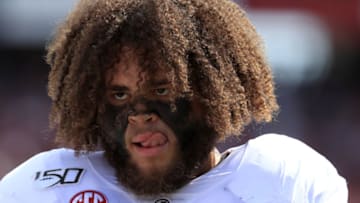 COLUMBIA, SOUTH CAROLINA - SEPTEMBER 14: Jedrick Wills Jr. #74 of the Alabama Crimson Tide watches on during their game against the South Carolina Gamecocks at Williams-Brice Stadium on September 14, 2019 in Columbia, South Carolina. (Photo by Streeter Lecka/Getty Images)