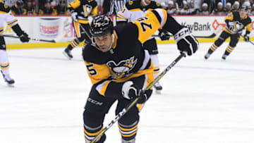 PITTSBURGH, PA - JANUARY 07: Ryan Reaves #75 of the Pittsburgh Penguins skates on te ice against the Boston Bruins at PPG PAINTS Arena on January 7, 2018 in Pittsburgh, Pennsylvania. (Photo by Matt Kincaid/Getty Images)