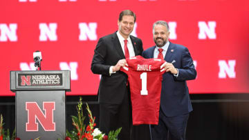 Nebraska Cornhuskers athletic director Trev Alberts poses with Nebraska football head coach Matt Rhule (Steven Branscombe-USA TODAY Sports)