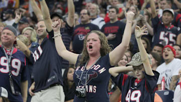 HOUSTON, TX - NOVEMBER 01: Fans cheer as the Houston Texans play the Tennessee Titans in the third quarter on November 1, 2015 at NRG Stadium in Houston, Texas. Texans won 20 to 6.(Photo by Thomas B. Shea/Getty Images)