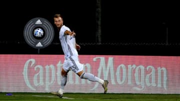 REUNION, FLORIDA - JULY 14: Kacper Przybylko #23 of Philadelphia Union looks back after shooting on goal during a Group A match against Inter Miami CF as part of MLS is Back Tournament at ESPN Wide World of Sports Complex on July 14, 2020 in Reunion, Florida. (Photo by Mark Brown/Getty Images)