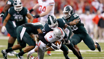 Isaiah Lewis, Denicos Allen and Kurtis Drummond, Michigan State football (Photo by Joe Robbins/Getty Images)