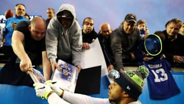 ORLANDO, FL - JANUARY 29: Bobby Wagner #54 of the NFC signs autographs prior to the NFL Pro Bowl at the Orlando Citrus Bowl on January 29, 2017 in Orlando, Florida. (Photo by Sam Greenwood/Getty Images)