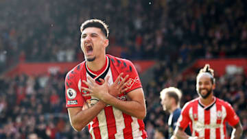 SOUTHAMPTON, ENGLAND - OCTOBER 23: Armando Broja of Southampton celebrates after scoring their side's second goal during the Premier League match between Southampton and Burnley at St Mary's Stadium on October 23, 2021 in Southampton, England. (Photo by Ryan Pierse/Getty Images)