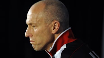 US coach Bob Bradley takes part in a press conference on June 27, 2010 at Irene Farm, south of Pretoria the morning after the USA were eliminated from the 2010 World Cup football tournament. Ghana's Asamoah Gyan scored three minutes into extra time to send Africa's last World Cup contender into the quarter-finals with a 2-1 victory over the United States. AFP PHOTO / TIMOTHY A. CLARY (Photo credit should read TIMOTHY A. CLARY/AFP/Getty Images)