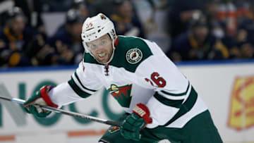 Mar 5, 2016; Buffalo, NY, USA; Minnesota Wild left wing Thomas Vanek (26) against the Buffalo Sabres at First Niagara Center. Minnesota beats Buffalo 3 to 2. Mandatory Credit: Timothy T. Ludwig-USA TODAY Sports