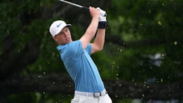 Jun 18, 2022; Brookline, Massachusetts, USA; Nick Hardy plays his shot from the sixth tee during the third round of the U.S. Open golf tournament. Mandatory Credit: John David Mercer-USA TODAY Sports
