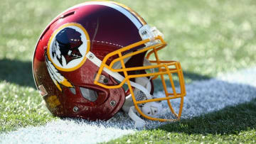 FOXBORO, MA - NOVEMBER 08: A Washington Redskins helmet before the game against the New England Patriots at Gillette Stadium on November 8, 2015 in Foxboro, Massachusetts. (Photo by Maddie Meyer/Getty Images)