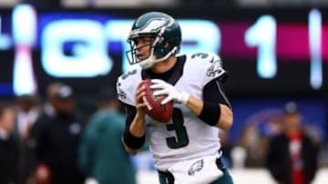 Dec 28, 2014; East Rutherford, NJ, USA; Philadelphia Eagles quarterback Mark Sanchez (3) against the New York Giants at MetLife Stadium. The Eagles defeated the Giants 34-26. Mandatory Credit: Brad Penner-USA TODAY Sports