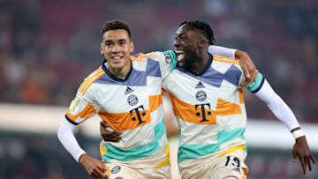 Bayern Munich considers Jamal Musiala and Alphonso Davies indispensable in first team. (Photo by Stefan Matzke - sampics/Corbis via Getty Images)