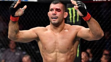 LAS VEGAS, NEVADA - MARCH 07: Rodolfo Vieira of Brazil celebrates after his submission victory over Saparbeg Safarov in their middleweight fight during the UFC 248 event at T-Mobile Arena on March 07, 2020 in Las Vegas, Nevada. (Photo by Jeff Bottari/Zuffa LLC)
