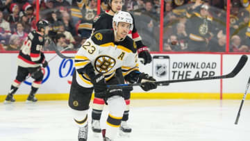 Mar 19, 2015; Ottawa, Ontario, CAN; Boston Bruins center Chris Kelly (23) skates in the first period against the Ottawa Senators at the Canadian Tire Centre. Mandatory Credit: Marc DesRosiers-USA TODAY Sports