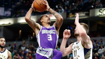 INDIANAPOLIS, IN - OCTOBER 31: George Hill #3 of the Sacramento Kings shoots the ball against the Indiana Pacers at Bankers Life Fieldhouse on October 31, 2017 in Indianapolis, Indiana. NOTE TO USER: User expressly acknowledges and agrees that, by downloading and or using this photograph, User is consenting to the terms and conditions of the Getty Images License Agreement. (Photo by Andy Lyons/Getty Images)